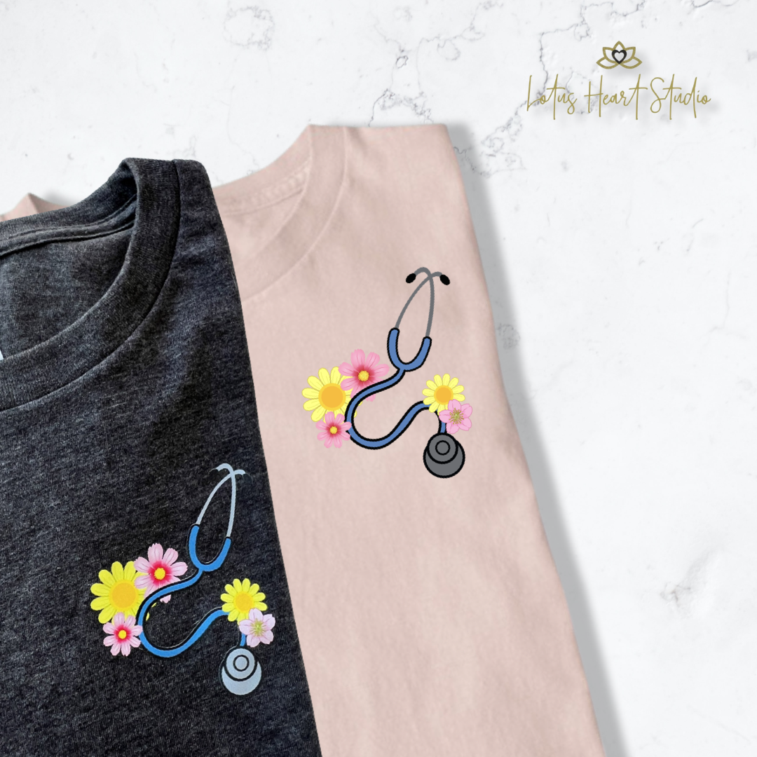 Flower Stethoscope - Unisex Kawaii T Shirt