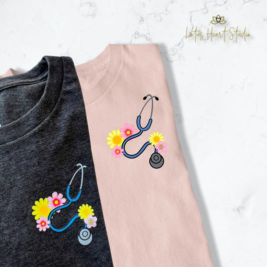 Flower Stethoscope - Unisex Kawaii T Shirt
