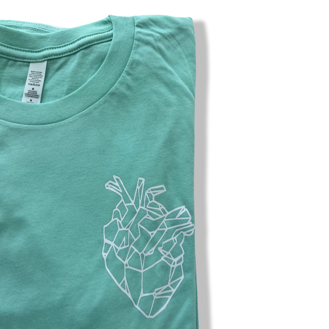 MEDIUM - Geometrical Heart Mint T-Shirt - Ready to Ship Sale