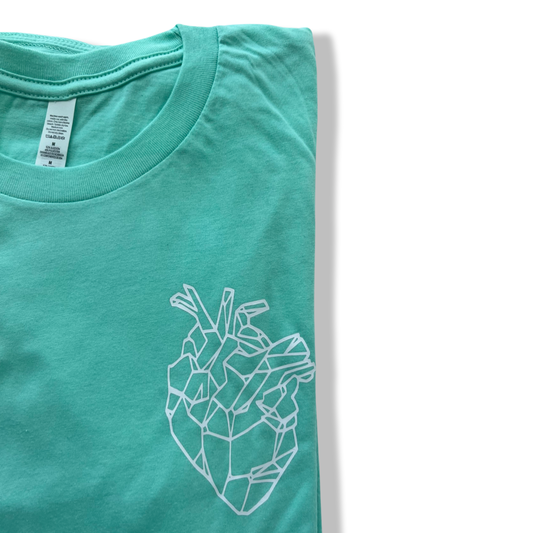MEDIUM - Geometrical Heart Mint T-Shirt - Ready to Ship Sale