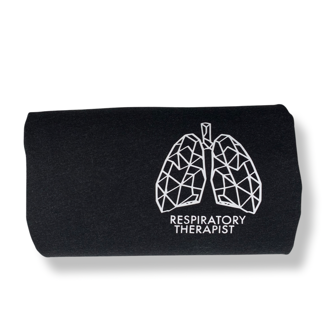 MEDIUM - Geometrical Lungs Heather Black Long Sleeve - Ready to Ship Sale